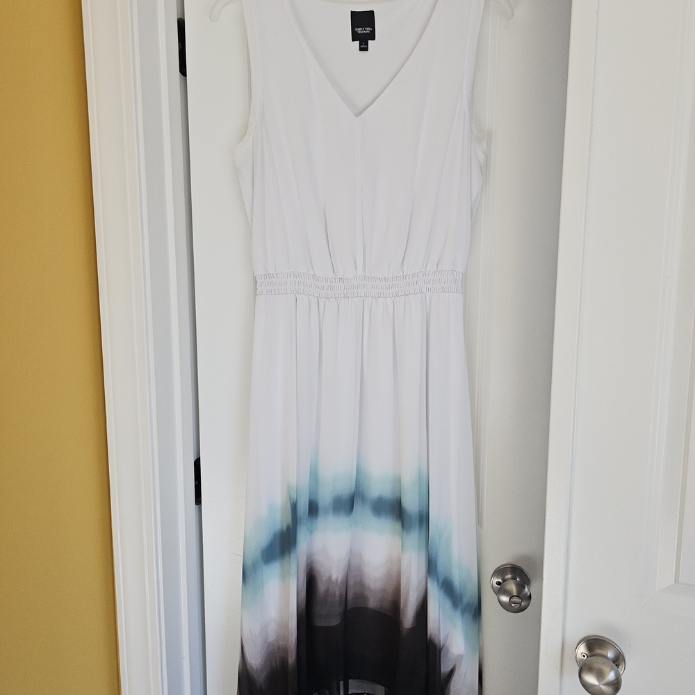 Simply Vera Vera Wang White and Teal Maxi Dress